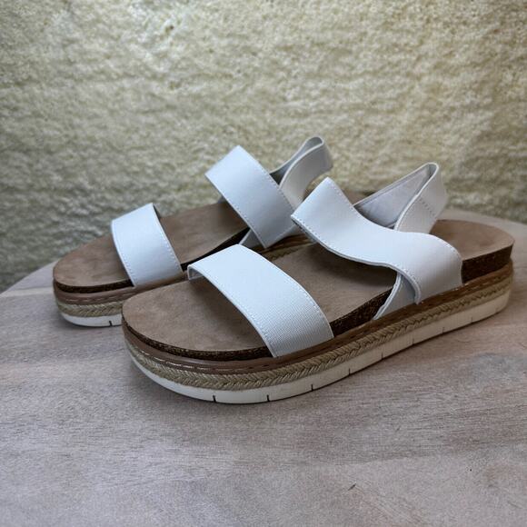 Madden Girl Lenna Womens Size 8 Sandals White Cushioned Strappy Slingback Shoes - Picture 2 of 11